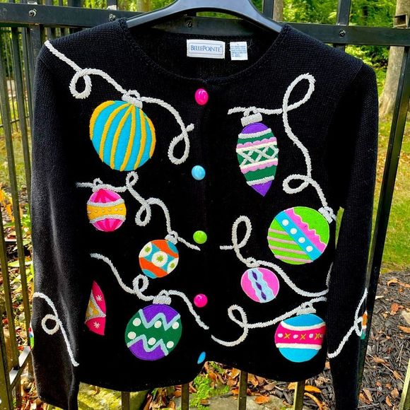 Bellepointe Sweaters - BELLEPOINTE vintage knit cardigan with pastel ornament design